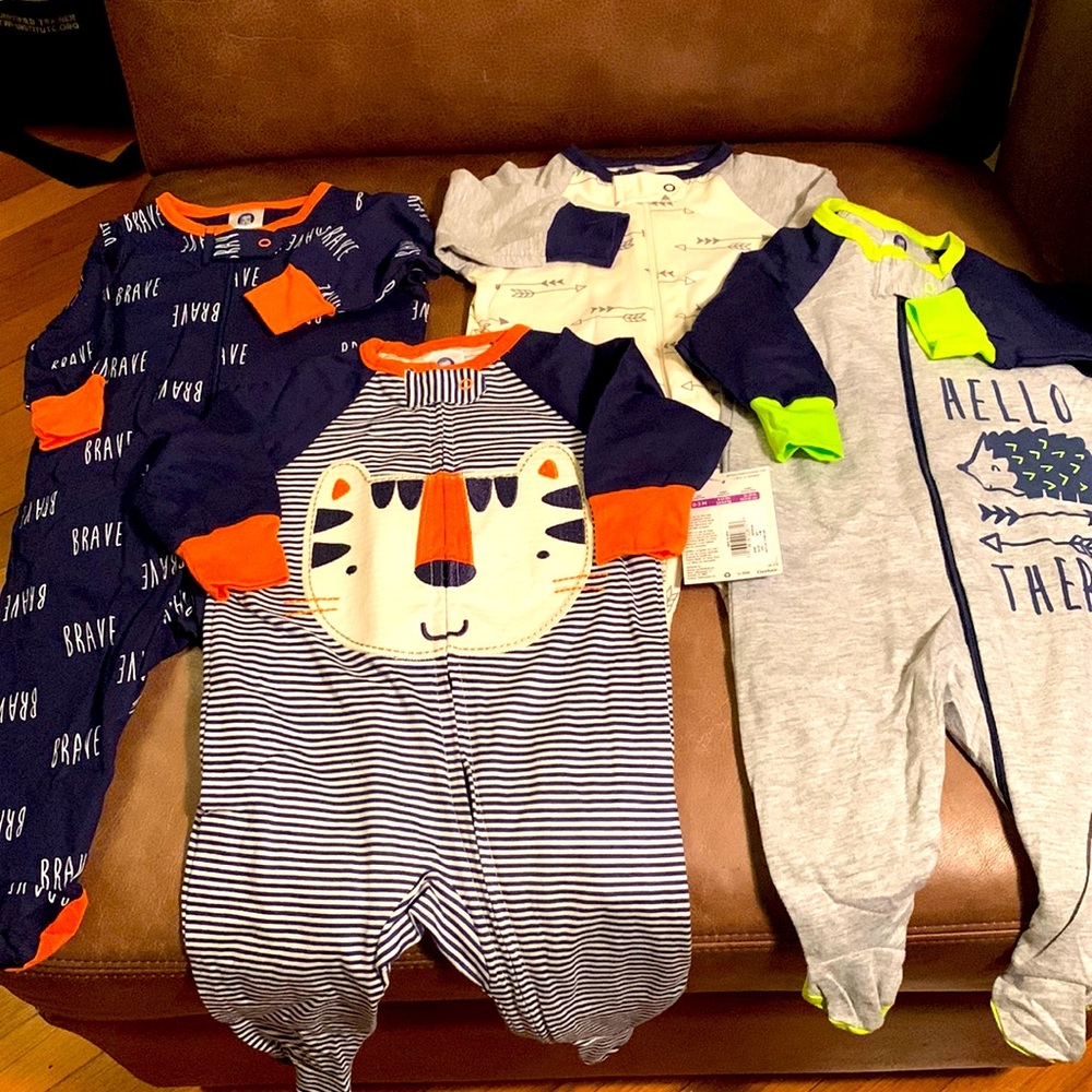 NEW Baby Boy Lot of 4 Sleep and Play Outfits